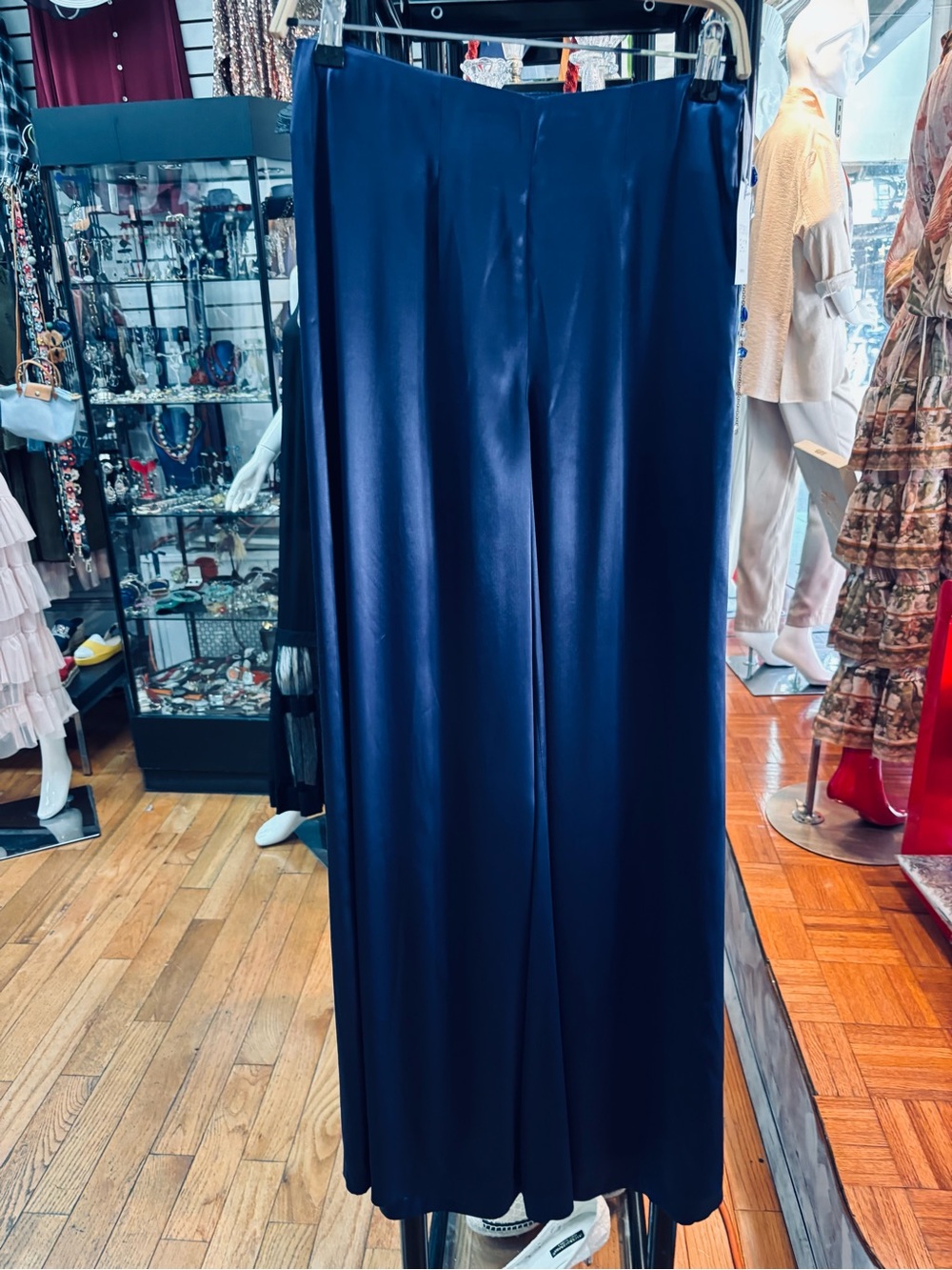 Women’s Navy Satin Wide-Leg Skirt